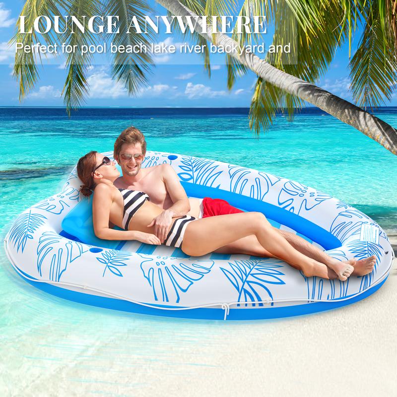 inflatable Tanning Pool Lounger Float - 4 in 1 Sun Tan Tub Sunbathing Pool Lounge Raft Floatie Toys Water Filled Bed Mat Pad for Adult Blow Up Kiddie Pool Kids Ball Pit Pool