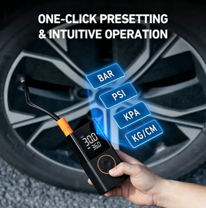 Portable Tire Inflator Air Compressor - Digital Dual Display, 150 PSI, LED Light for Cars, Motorcycles, Bikes and Balls