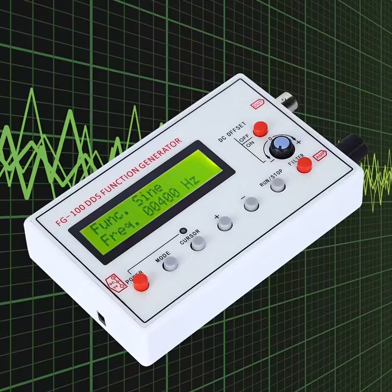 FG-100 DDS Signal Generator – 1Hz to 500KHz, USB Powered, Sine/Square/Triangle/Sawtooth Waves