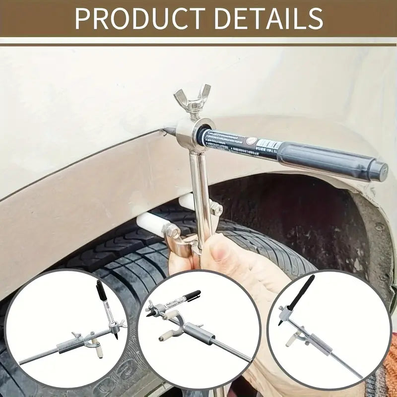 Portable Adjustable Car Wheel Eyebrow Parallel Marking Tool – Durable Stainless Steel for Car Body Repair, Scratch & Dent Removal, Auto Repair Tool