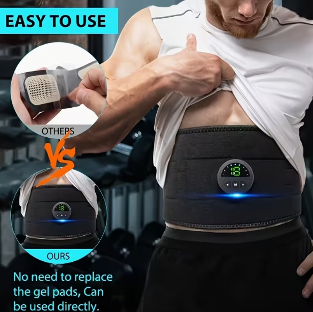 FDA-Cleared EMS Muscle Stimulation Belt – 6 Electrode Pads, 6 Modes, 20 Intensity Levels, Abdominal & Waist Trainer, with Moisturizing Spray, for Home & Gym