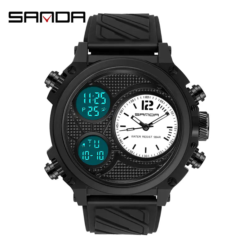 🔥 Clearance Sale – Order 1 Get 2 (One Black + One Black-Silver) 🔥 – Men's Fashion Sports Digital Watch, Waterproof Luminous Dial, Alarm & Date Display, Square Touch Display Chronograph, Trendy Multifunctional Vintage Design