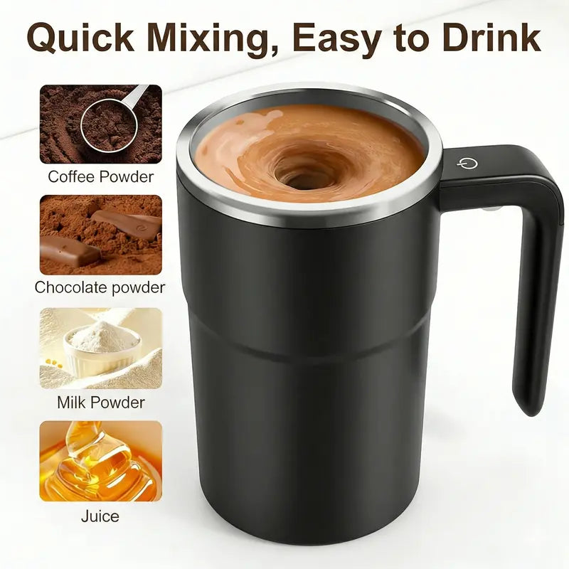 Electric Self-Stirring Coffee Mug – Magnetic Automatic Mixing Cup, Rechargeable with LCD Thermometer, Ideal for Milk, Cocoa, Tea at Office, Kitchen & Travel