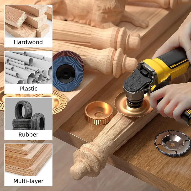 11-Piece Wood Carving Disc Set for Angle Grinder - 5/8" Adapter, Grinding Wheel for Cutting, Shaping and Sanding