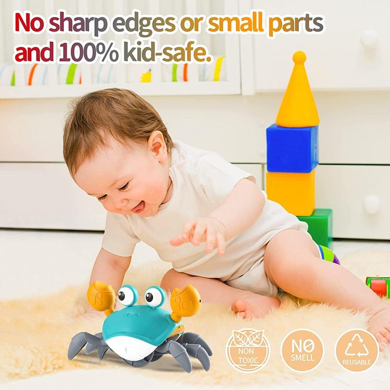 Electric Crawling Crab Design Toy, Automatic Avoidance Walking Sensory Toy with Music & Light, Interactive Musical Toy, Fidget Toys, Birthday Gifts