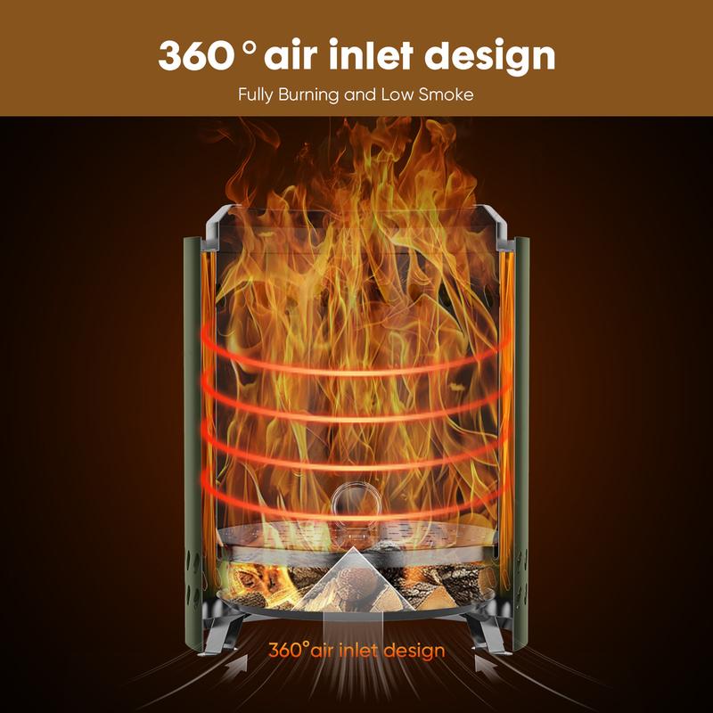 jumbo size Smokeless Fire Pit for Christmas Gift, 304 Stainless Steel Tabletop Firepit Wood Pellets Burning Fire Pits, Low Smoke Portable Firepits for Outdoor