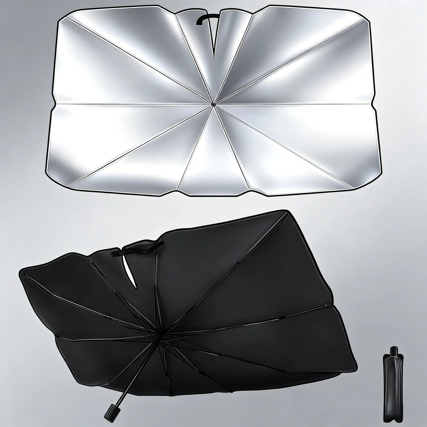 Foldable Car Windshield Sun Shade Umbrella Cover, Titanium Silver UV-Protection Heat-Insulation Sun Visor, Portable Front Auto Window Shade with Storage Bag image 7