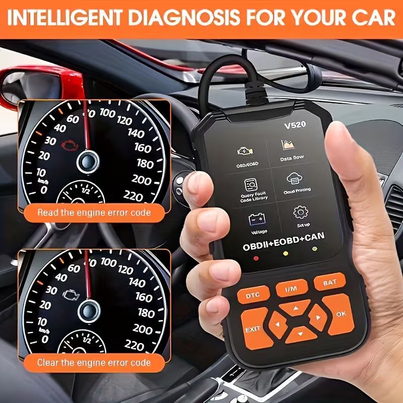 OBD2 Scanner – Engine Code Reader & Reset Tool, Compatible with All OBDII/EOBD Vehicles (No Battery Required)
