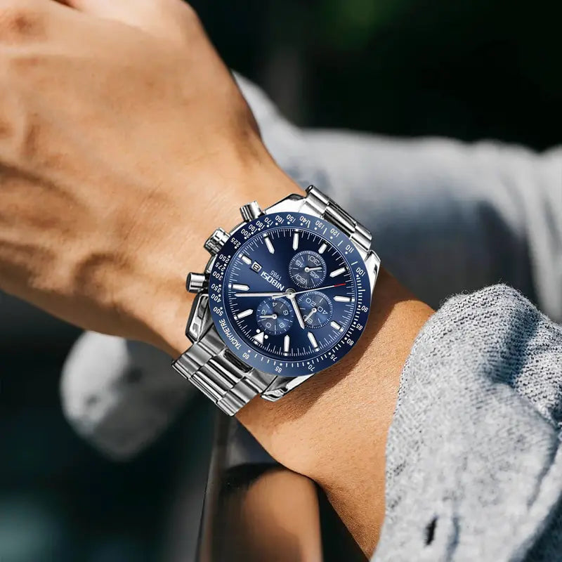 NIBOSI Men's Chronograph Quartz Watch – Sporty, Long-Lasting, Precision, Self-Luminous, Water-Resistant, Luminous Date Display, Stylish Casual Timepiece, Classic Elegant Gift for Men