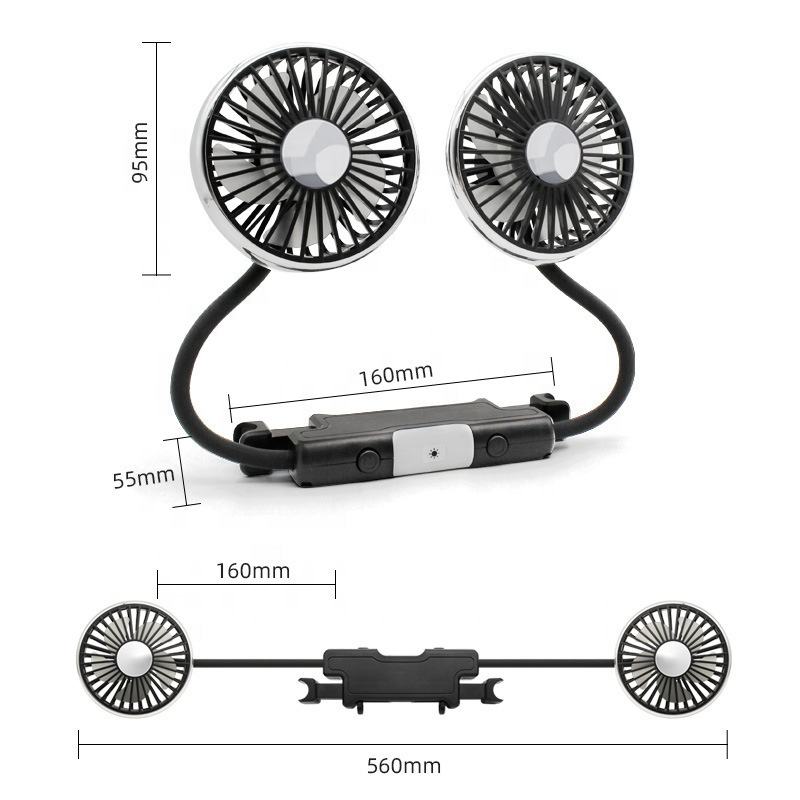 2026 New Rear Seat Car Fan, Special USB Dual-Head Mini Cooling Fan with Strong Wind, 12V/24V Compatible for Car & Truck Seats, Fits All Vehicle Models, Cash On Delivery, Free Delivery