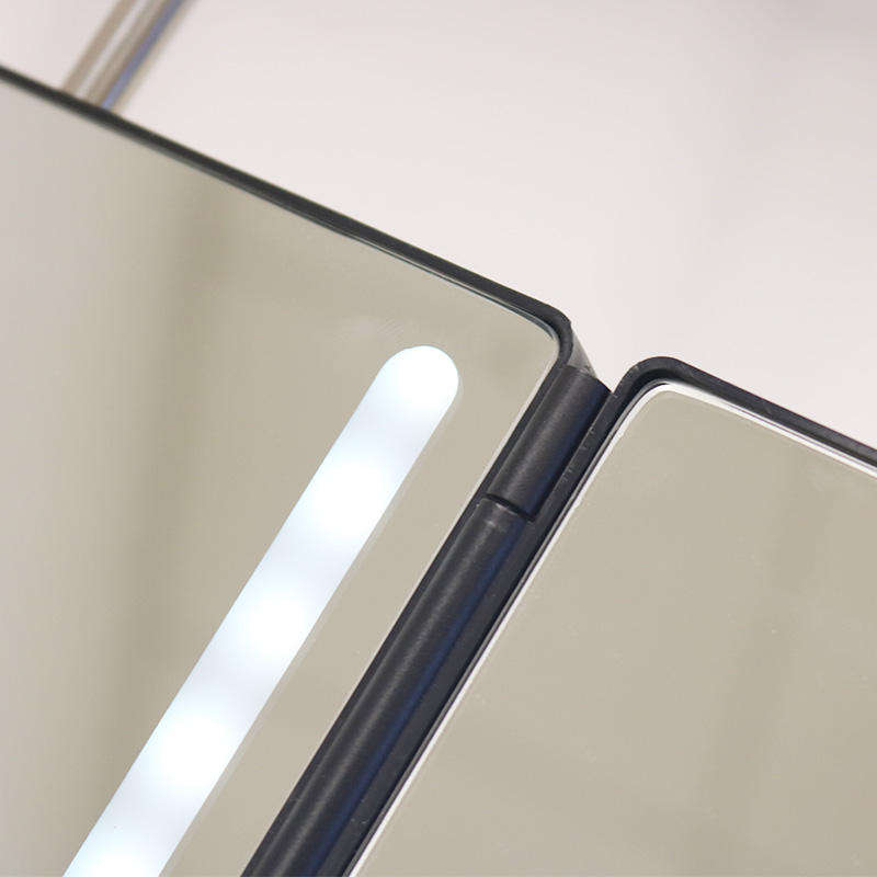 Adjustable LED Light 3 Way Mirror, Portable Trifold Mirror for Shaving, Grooming, Hair Styling, Dye Hair, Makeup, Braiding, 360 Degree Mirror