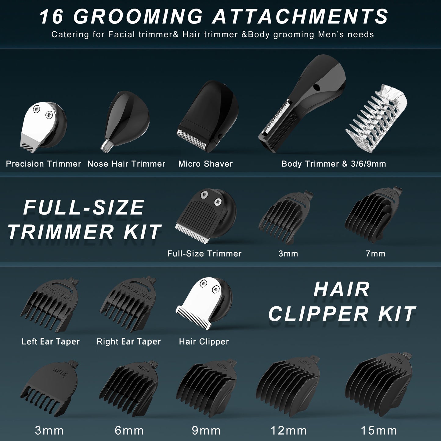 Beard/Hair Shaver for Men - All-in-One Mens Grooming Kit with Trimmer for Beard, Nose, face, Cordless Hair Clippers Electric Razor, Black Comfort