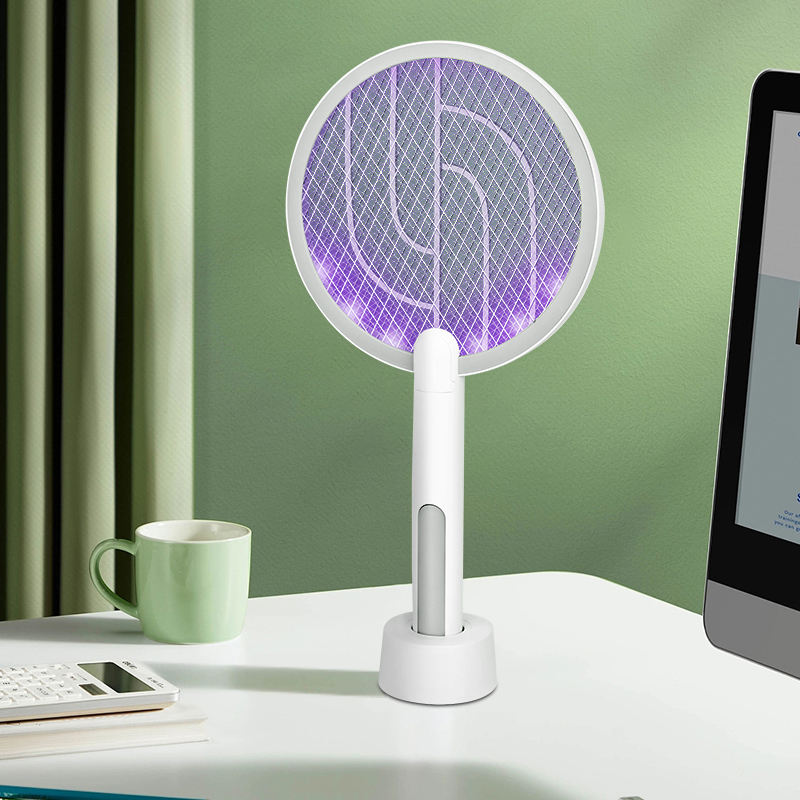2025new  Electric Fly Swatter Racket, 1200mAh Smart Bug Zapper with USB Rechargeable Base, Powerful Mosquitoes Trap Lamp & Fly Killer with 3-Layer Safety Mesh for Home, Bedroom, Kitchen, Patio