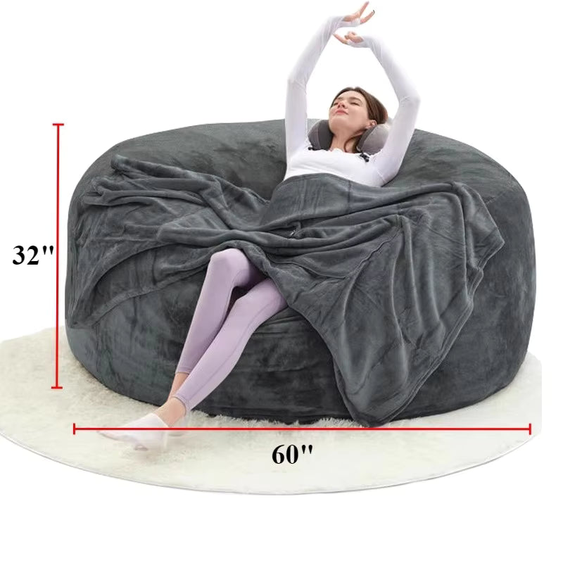 Jumbo(with Filler) bean bag Lazy sofa beanbag Chair Ship Free High-Rebound Memory Foam Furniture Flannel Cover Removable Gifts: A carpet, a pair of eye masks, a pair of earplugs, a U-shaped pillow, a blanket