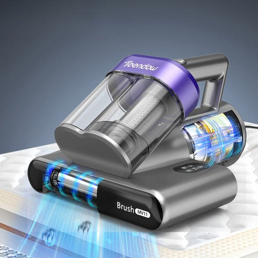 Teant Mattress Vacuum Cleaner for Dust Mites Removal, Bed Vacuum with UV-C Light & 149℉ Hot Air & Aroma Tablet & LED Display, Hyper Helix Motor&16Kpa Powerful Suction Double-Cup Handheld Vacuum Cleaner With HEPA Filter for Bed Couch Sofa Carpet