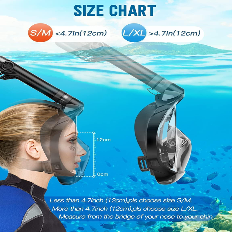 【Special offer】Snorkeling Gear for Adults, Full Face Snorkel Mask, Foldable Panoramic View with Camera Mount, Anti-Fog and Anti-Leak Design