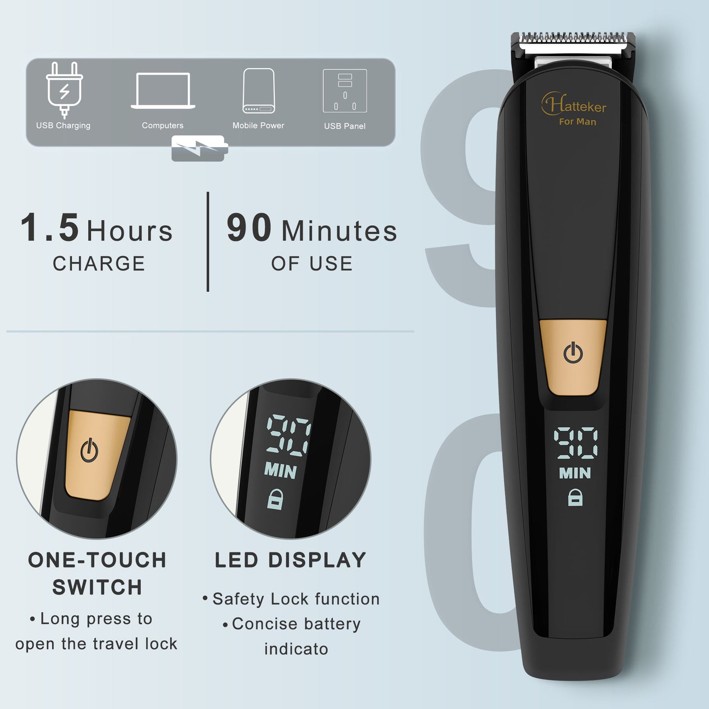 Beard/Hair Shaver for Men - All-in-One Mens Grooming Kit with Trimmer for Beard, Nose, face, Cordless Hair Clippers Electric Razor, Black Comfort