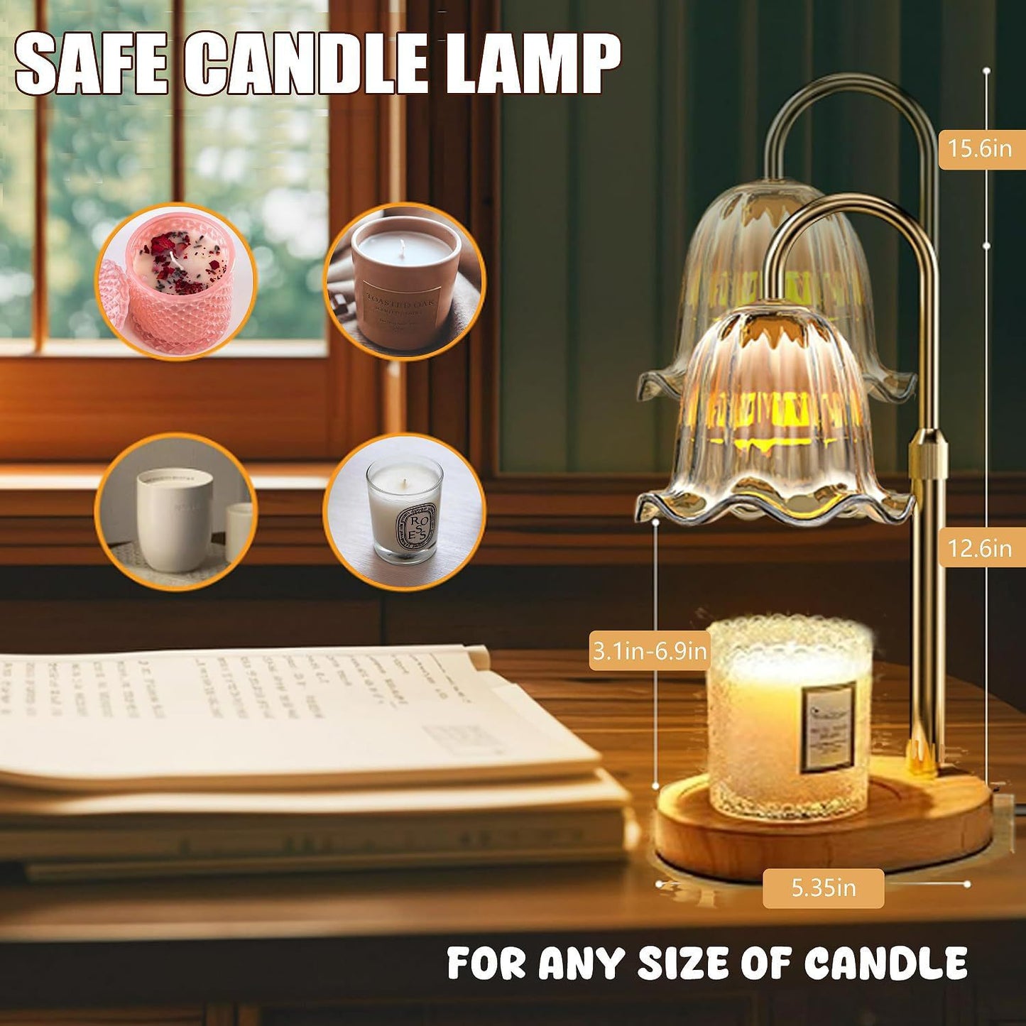 Stay away from insomnia Flower Candle Warmer Lamp, with 2 Bulbs, Height Adjustable with Timer, Unique Glass Lily of the Valley Lamp for Home & Bedroom Decor, Ideal Gift for Birthday/Mother's Day, Halloween Gifts, Christmas Gifts