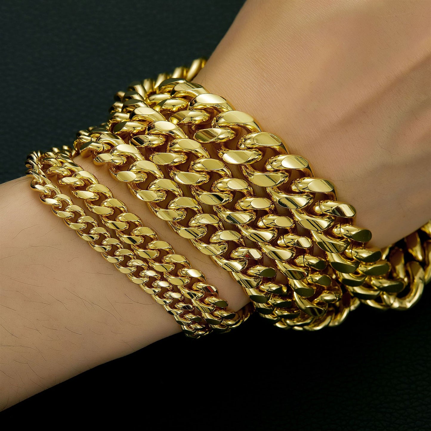 14K gold-plated Cuban necklace/bracelet Brand new  design| The latest electroplating gold-plating process for rust prevention| Miami hip-hop style fashion items| The best gift for men and women| Couples' style/14mm