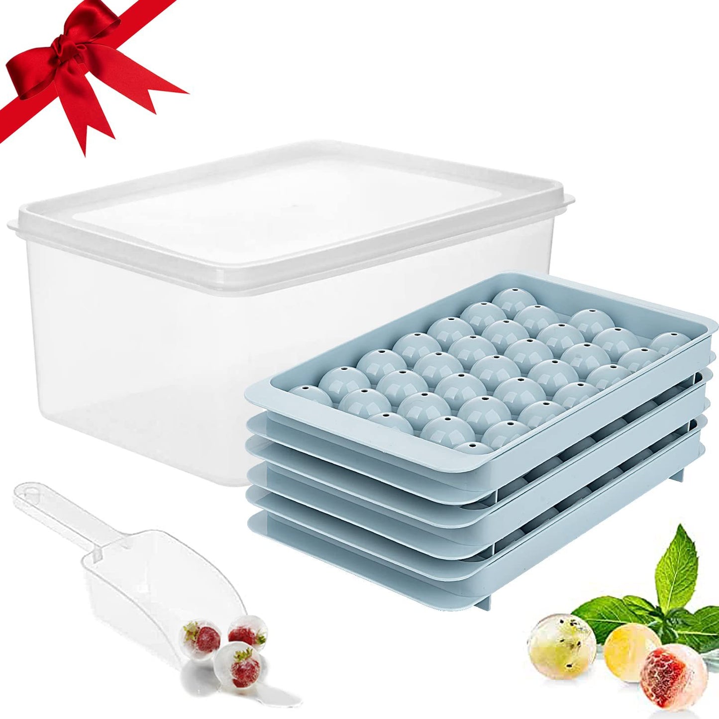 Summer Essentials 99-ball Ice Mold, Includes 3 sets of ice cube trays One spoon and one plastic storage box Suitable for pairing with various beverages and alcoholic drinks