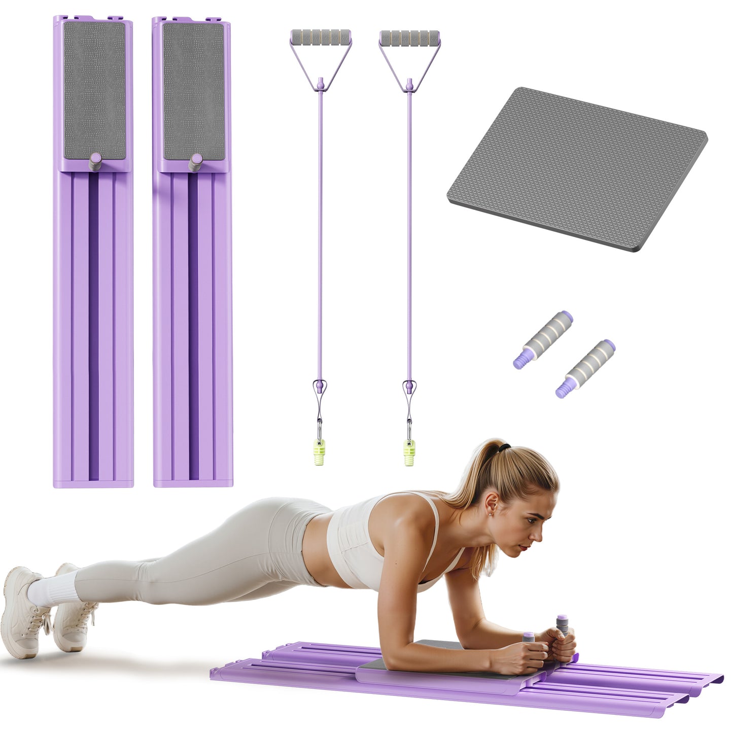 Multi-functional Adjustable Ab Exercise Board, Split Ab Slide Roller Board, Home Pilates Reformer with Knee Mat for Home Gym Core & Ab Strength Training, Abdominal Crunch Machine, dealsforyoudays