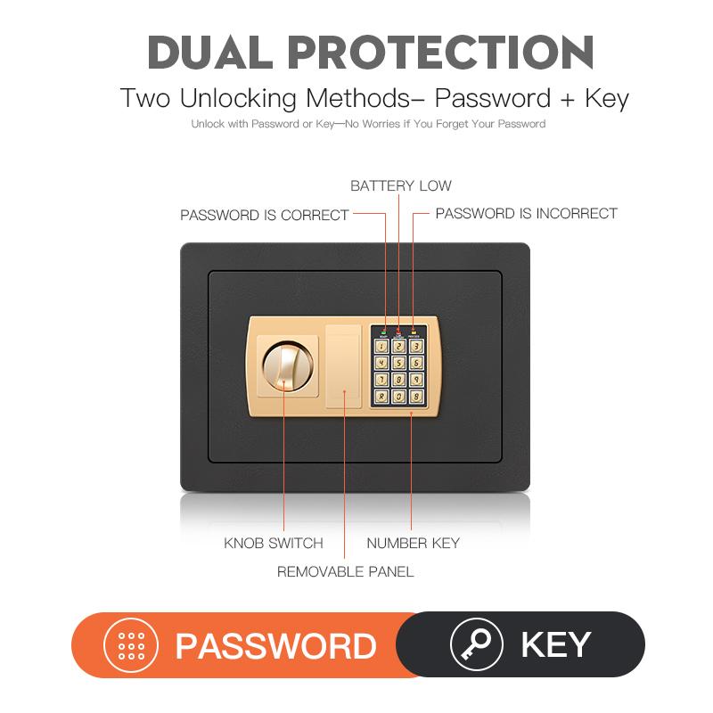 Electronic password Security Box, college dorm saferroomhome ,safe,storage,box office savings, anti-theft safes Mechanical safe box for money key lockbox safebox