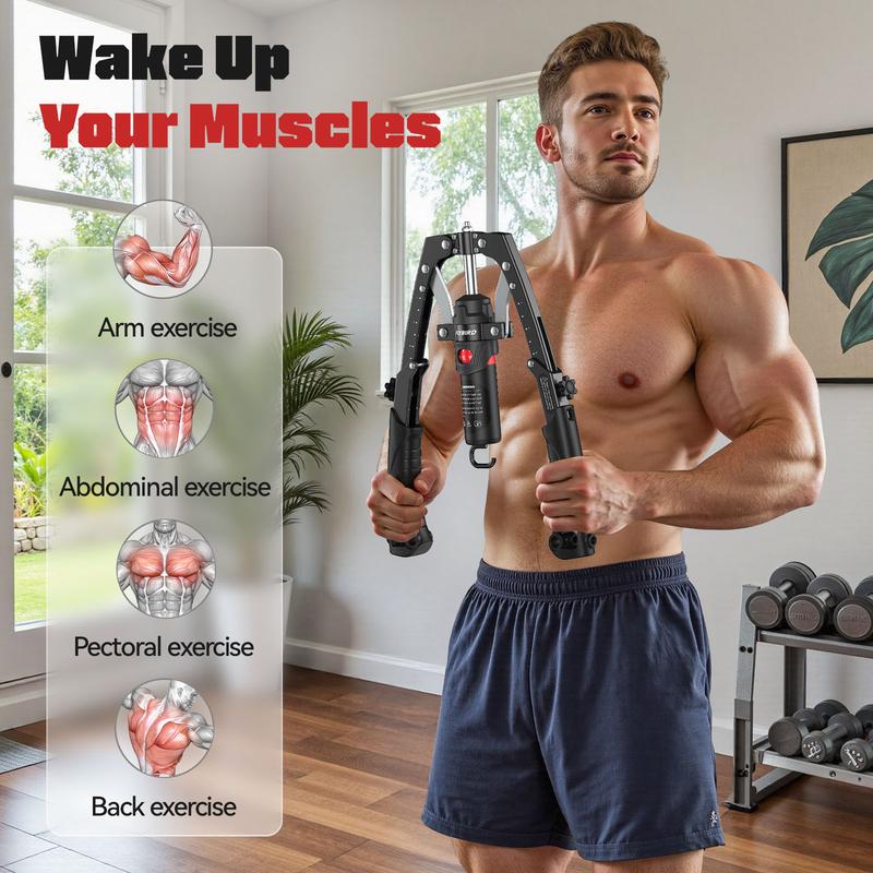 Hydraulic Power Chest Press Machine for Upper Body Strength Training, 2-in-1 Twister arm Trainer with ab Roller Wheel