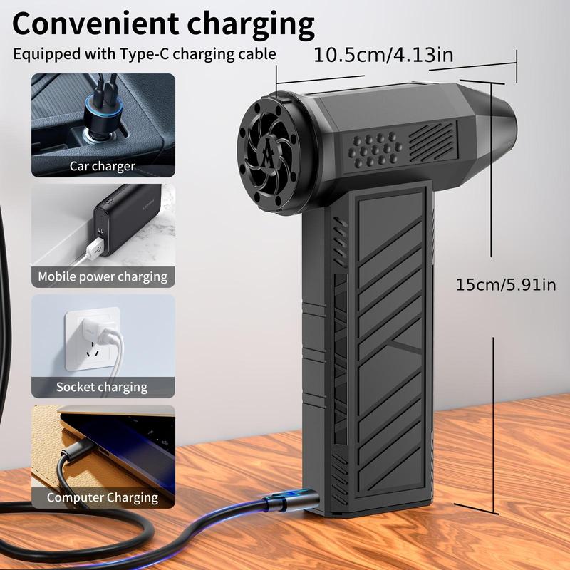 Electric Compressed Air Duster - 15,0000 RPM Rechargeable Cordless Turbo Blower, Portable Air Blower Gun for Cars, PC, Keyboard, Home & Outdoor Dust Cleaning (Replaces Compressed Air Cans)
