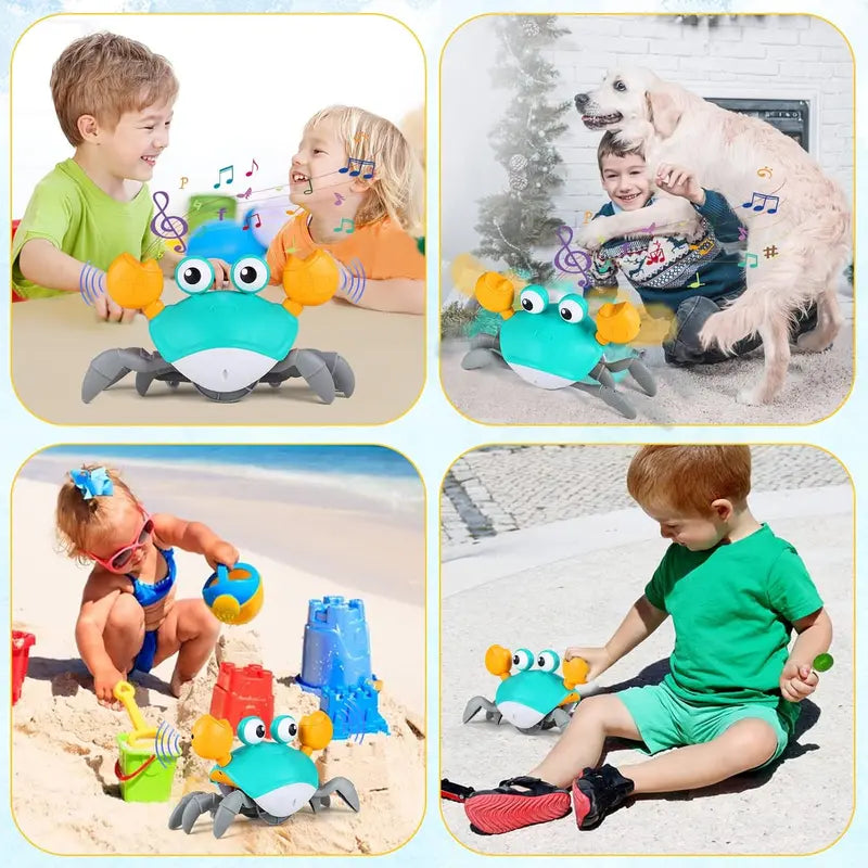 Electric Crawling Crab Design Toy, Automatic Avoidance Walking Sensory Toy with Music & Light, Interactive Musical Toy, Fidget Toys, Birthday Gifts