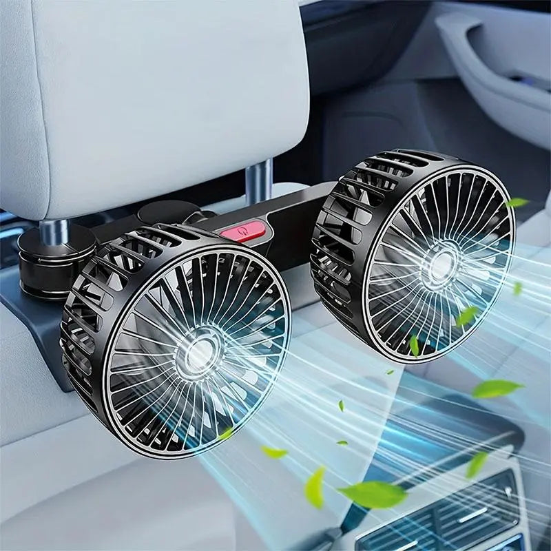 Adjustable Car Backseat Fan, Dual-Head Electric Fan, Strong Wind USB Car Fan with 360-Degree Rotation and Large Air Volume for Rear Seats, Summer Essential #GLOBAL PICKS image 10