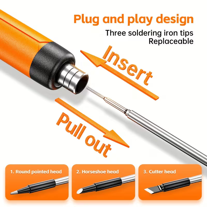 Digital Display USB Soldering Iron, 3s Fast Heating, Wireless Portable Soldering Tool Kit for Household Repair & DIY Projects