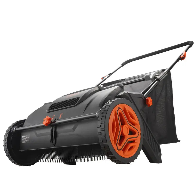 VEVOR Push Lawn Sweeper 21-Inch Leaf & Grass Collector with 3.5 cu. ft. Mesh Collection Hopper Bag, 2 Spinning Brushes & Strong Rubber Wheels