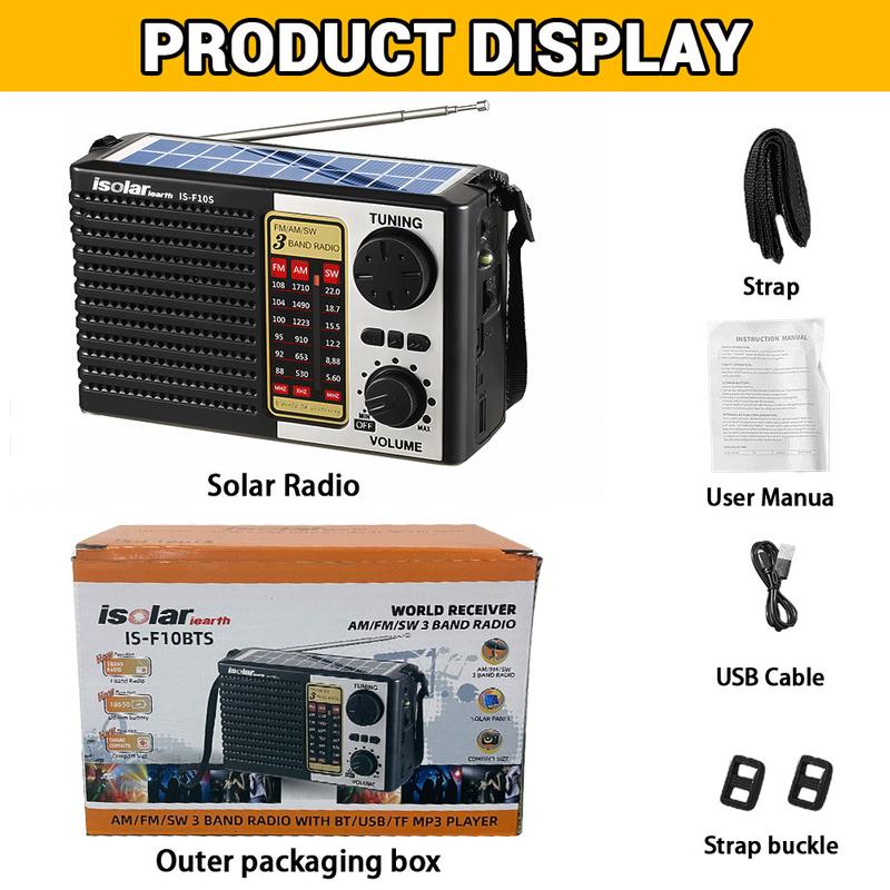 Portable Solar Emergency Radio MP3 Player High-Quality Digital Sound, FM/AM & Shortwave Reception, Rechargeable, Ultra-Portable Design