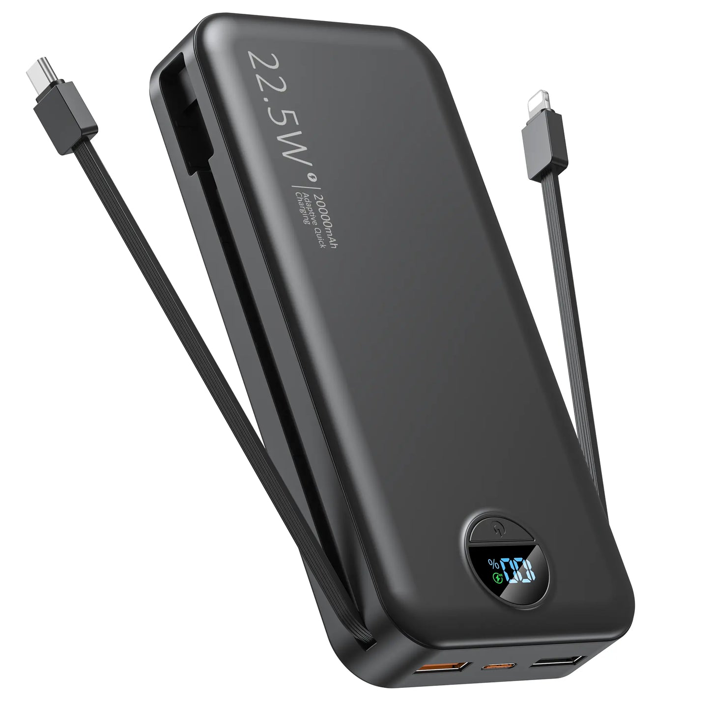 Summerwins 20000mAh Portable Power Bank - Compact, 22.5W Max Fast Charging, Built-in Wall Charger, Foldable AC Plug, Built-in Cable for iPhone 15 Series, Galaxy, USB-C Android Smartphones, Devices, Travel Use image 9