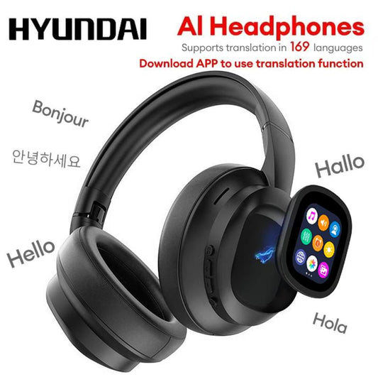 Wireless Headphones with Detachable Full Color LCD Touch Screen Support 169 Languages Bluetooth Translation Function AI Assistant & Smart Chat