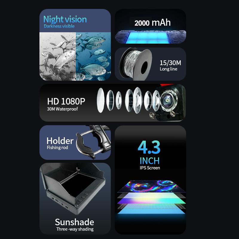 Underwater Hd Viewing Fishing Camera, Fish Finder with 4.3 Inch Screen and Waterproof Camera, Fall Gifts, Underwater Fishing Equipment, Fishing Stuff, for Fish Tank, Fish Aquarium, Fishing Supplies, Fishing Organizer Accessory, Fishing Gear Set