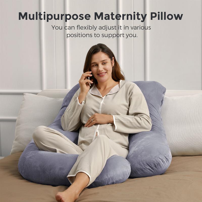Momcozy Pregnancy Pillows, U Shaped Full Body Maternity Pillow with Removable Cover, 57 Inch Pregnancy Pillows for Sleeping, Grey!Buy 3 items at a 30% discount