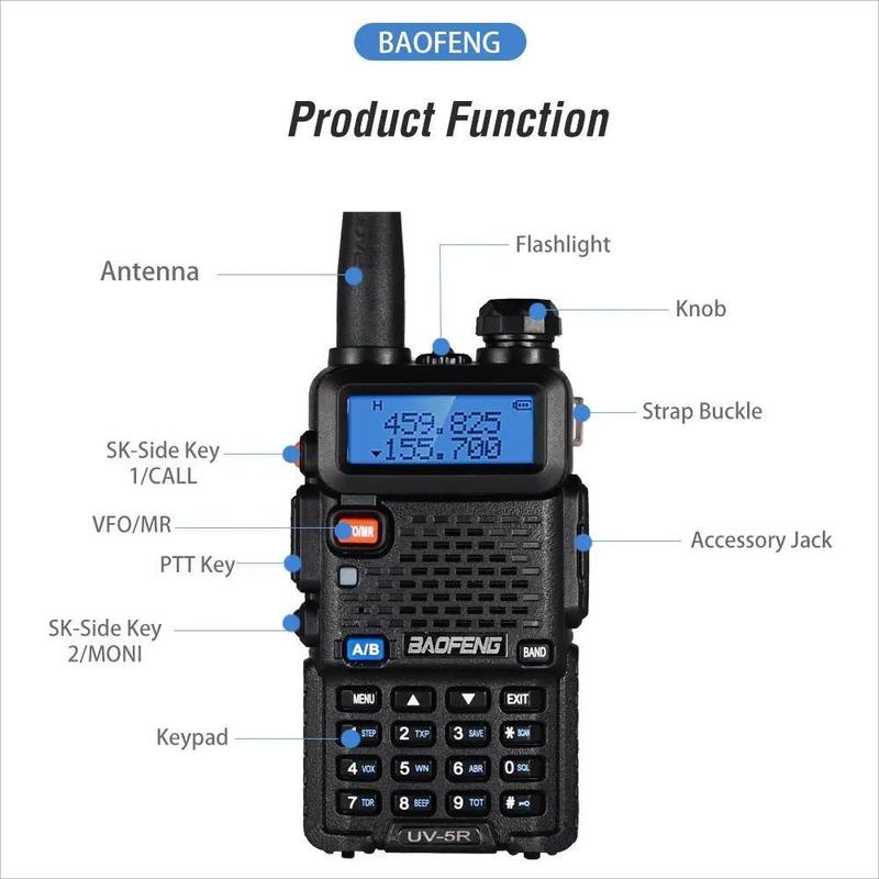 UV-5R Dual Band Two Way Radio Transceiver, USB Charging Long Range Supports CHIRP Portable Handheld Walkie Talkie, Wireless Electronic Gadgets, Compact, Device, Remote, Durable Handheld Ham Radio Transceiver, Rechargeable Walkie Talkies