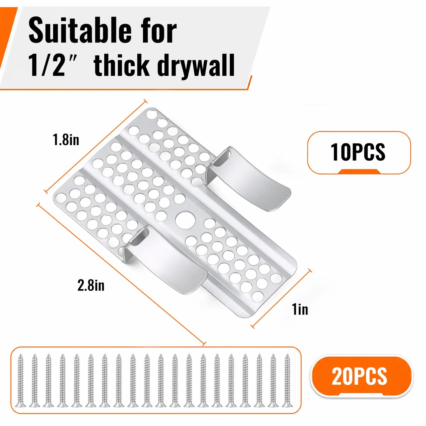 GJANSH Easy-to-Install 1/2-Inch Drywall Clips,Drywall Repair Tools, Professional Wall Hole Repair Kit and Drywall, Sturdy Metal-Backed Clips with Screws for Home Renovation, image 5