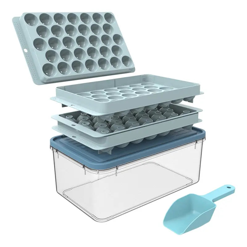 Summer Essentials 99-ball Ice Mold, Includes 3 sets of ice cube trays One spoon and one plastic storage box Suitable for pairing with various beverages and alcoholic drinks