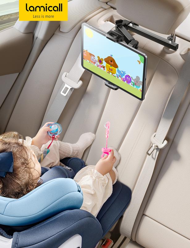 Lamicall Fall Travel Essential for Moms – Car Headrest Tablet Holder, 3-in-1 Adjustable Extension Arm Mount for Back Seat, Fits 4.7-11" Tablets like iPad, Galaxy, Fire HD, Perfect for Kids Road Trips – Black #TikTokShopfalldealsforyou