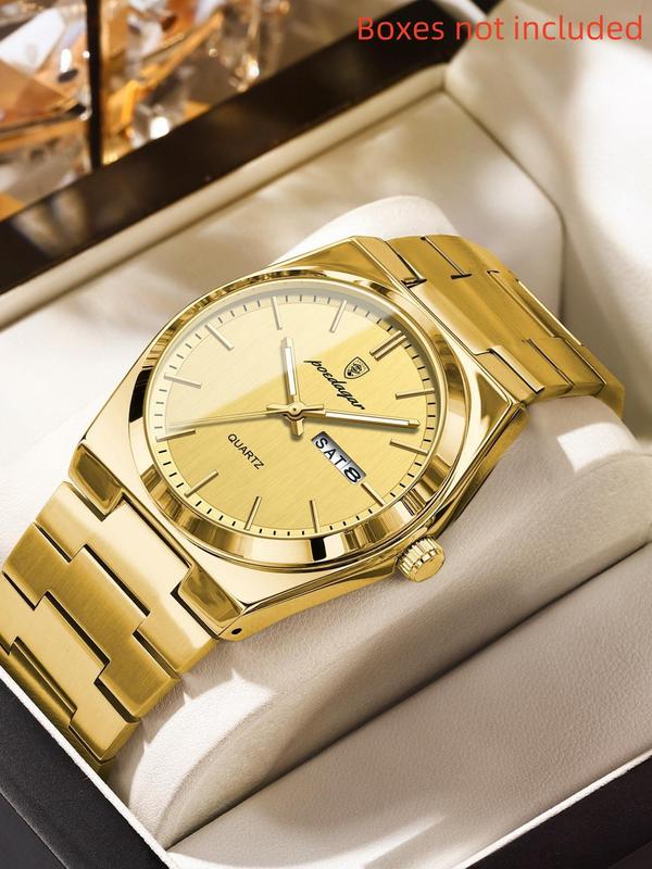 Men's Casual Business Round Dial Analog Quartz Watch, Fashion Watch for Party, Daily Clothing Decor, Trendy All-match & Exquisite Watch for Gift with Box