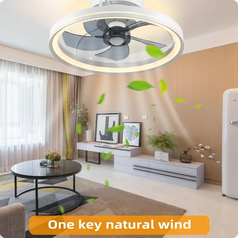 BaySquirrel Ceiling Fans with Lights, Flush Mount Modern Ceiling Fan and App & Remote Control, 19" LED Dimmable 6 Speeds Summer Gift Dealsforyoudays