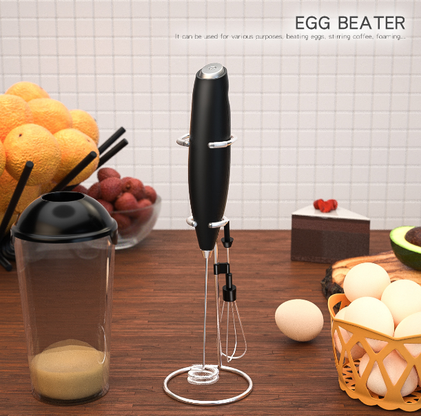 Premium Milk Frother with Stand, Ultra-Fast Handheld Mixer for Coffee, Latte & Matcha, Includes Batteries, Household Small Appliance