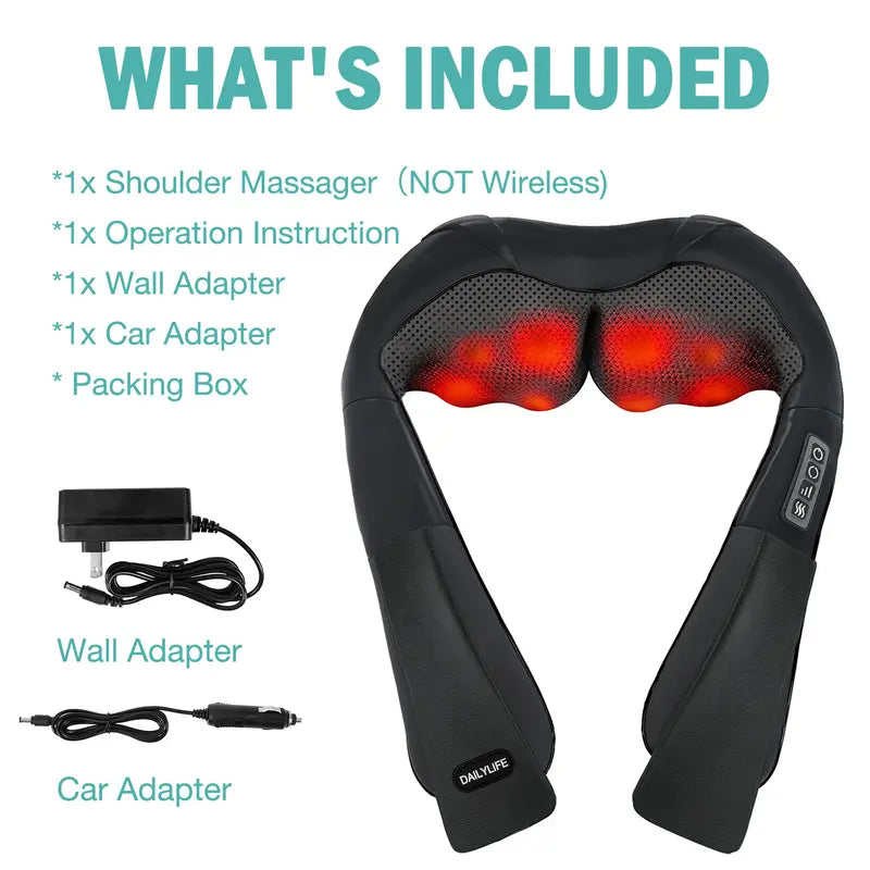 DAILYLIFE Shiatsu Neck and Back Massager, Electric Shoulder Massager, Car Neck Massage Pillow for Neck, Back, Shoulder, Foot, Leg Massage, Relieve Muscle Pain, Perfect Present for Man/Woman/Family