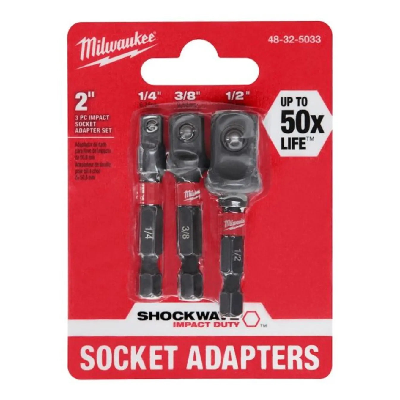 Milwaukee/Makita 3PC 1/4''-hex Impact Socket Adapter Set 1/2, 1/4, and 3/8 in Sockets for Secure Fastening and Extreme Durability image 6