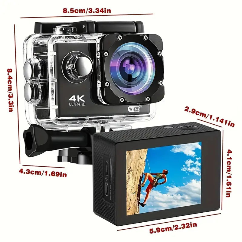 Wireless Action Camera with Ultra HD Video,12MP Photos, HDR, Daily Streaming,Stabilization,Vlogging Camera,Good Choice for Outdoorfun and Gift-giving