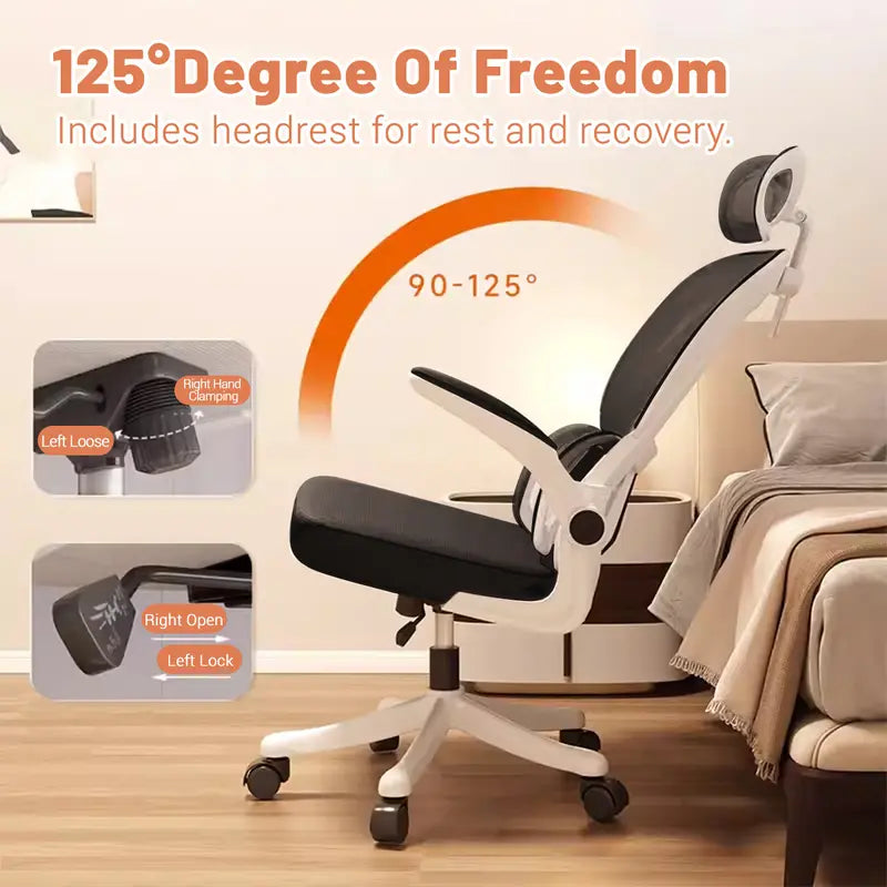 【Back To School】 Ergonomic Office Chair Comfort Home Desk Chair Adjustable High Back Mesh Chair Lumbar Support Computer Chair with Flip-up Arms for Gaming office chair