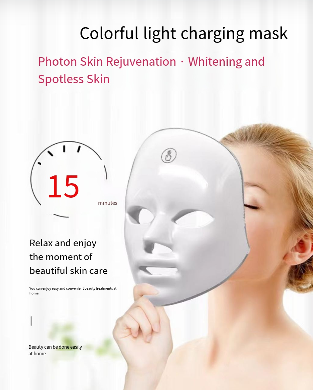 USB Rechargeable Facial Mask, Summer Makeup, 7 Color LED Beauty Mask, Led Facial Light, Comfort Skin Care Mask Facial Beauty Massagers, Personal Skincare Products for Home