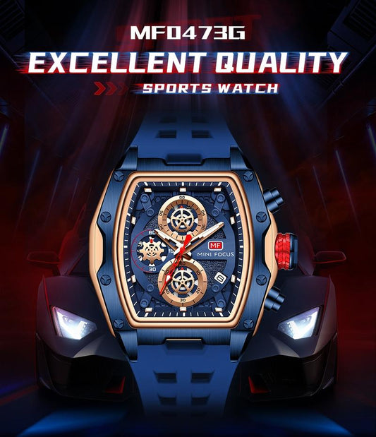 Men's Sporty Barrel Shaped Analog Quartz Watches, Fashionable Luminous Waterproof Quartz Wristwatch with Silicone Strap, Trendy Luminous Pointer Watch with Date Display Function for Daily Life, with Box